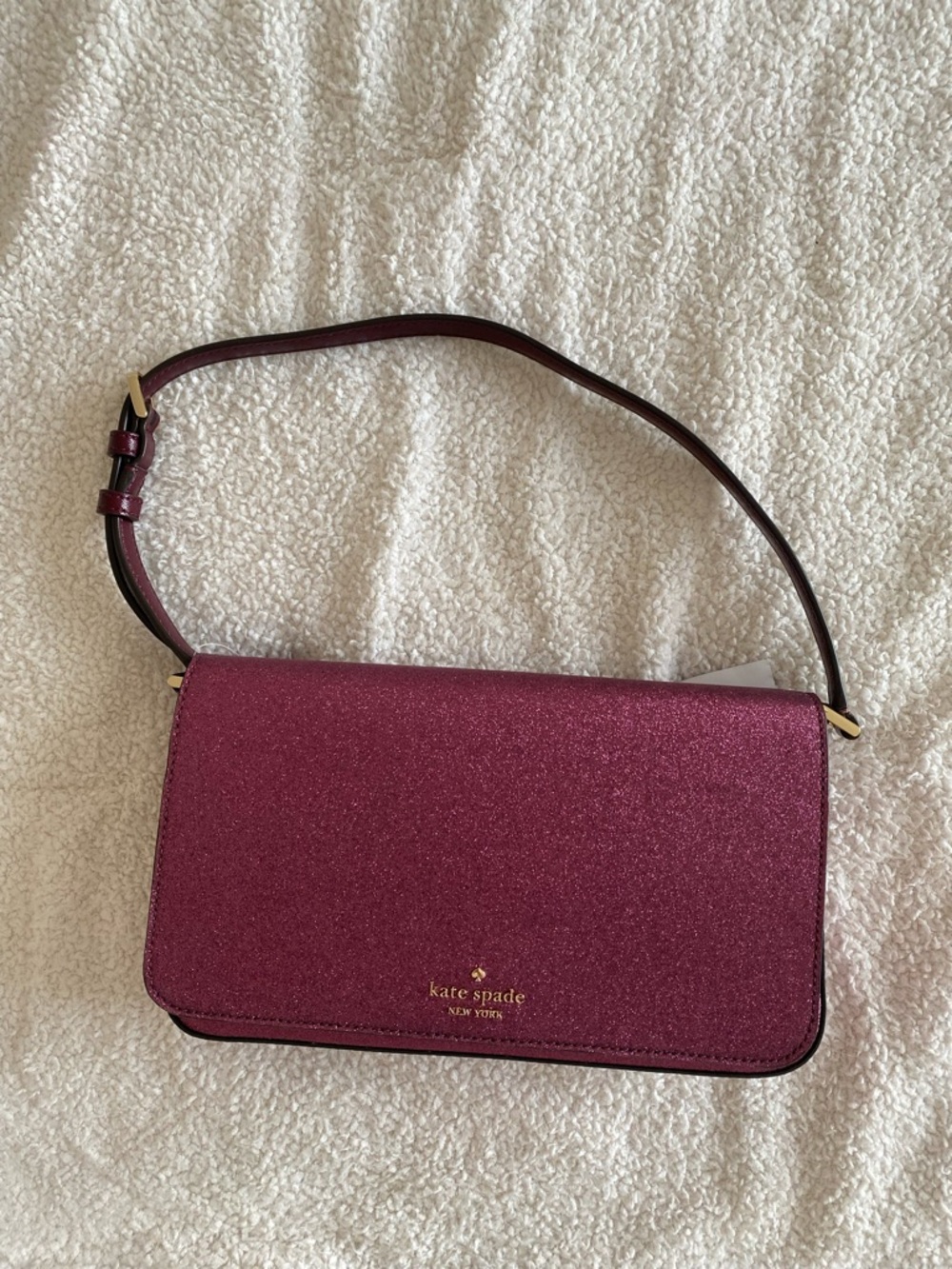 Kate Spade New York Glitter Shoulder Bag Deep Berry Tinsel NWT